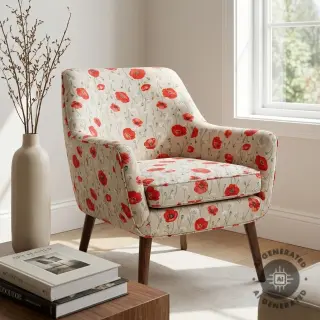 Țesătură decorativă Linenlook Eclosion rouge