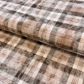 Țesătură din bumbac FLANNEL DOUBLE FACED Checks brown