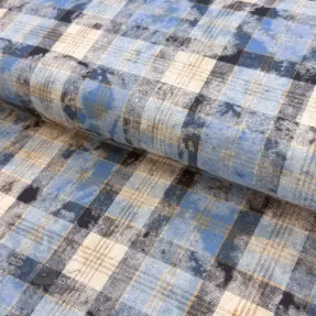 Țesătură din bumbac FLANNEL DOUBLE FACED Checks light jeans