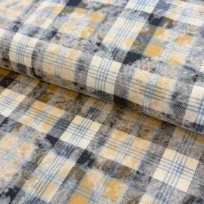 Țesătură din bumbac FLANNEL DOUBLE FACED Checks ochre