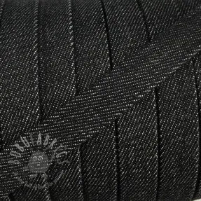 Șnur plat din bumbac 15 mm Denim black