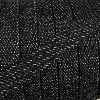 Șnur plat din bumbac 15 mm Denim black