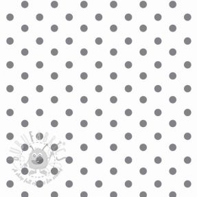 Țesătură din bumbac Dots white/grey