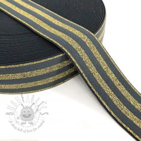 Elastic neted 4 cm LUREX GOLD dark grey