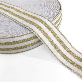 Elastic neted 4 cm LUREX GOLD off white