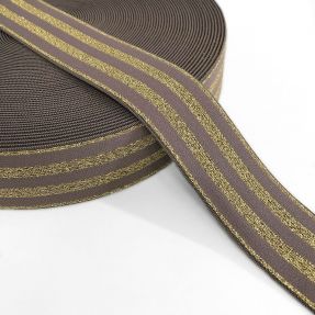 Elastic neted 4 cm LUREX GOLD taupe