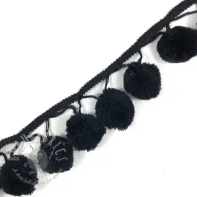 Bordură cu pompoane MEGA black