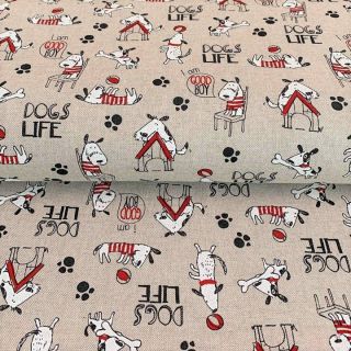 Țesătură decorativă Linenlook Dogs life