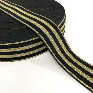 Elastic neted 4 cm LUREX GOLD black