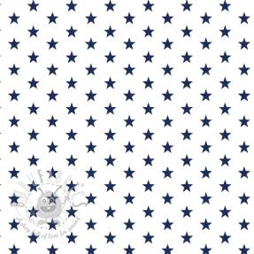 Țesătură din bumbac Petit stars white/navy