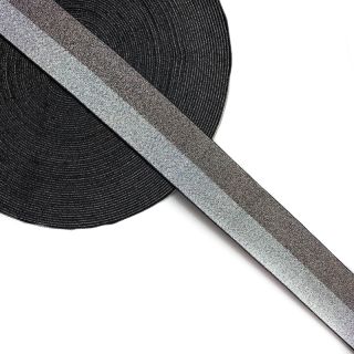 Elastic neted 4 cm Lurex DOU silver grey