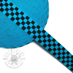 Elastic neted 4 cm Chequered jacquard aqua