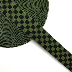 Elastic neted 4 cm Chequered jacquard army