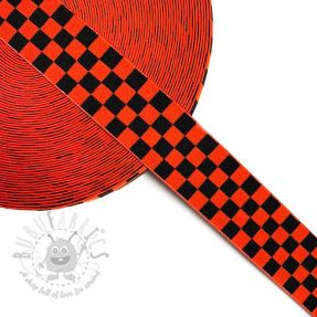 Elastic neted 4 cm Chequered jacquard orange