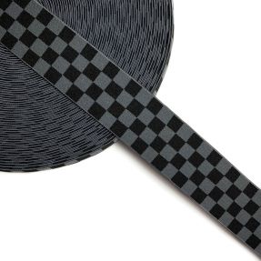 Elastic neted 4 cm Chequered jacquard grey