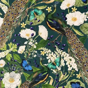 Țesătură decorativă premium Peacock butterfly chique digital print
