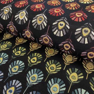 Țesătură decorativă GOBELIN PREMIUM Peacock Feather Bow black