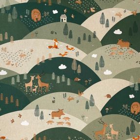 Țesătură decorativă Linenlook Mountain forest animals