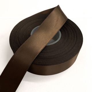 Panglică din satin reversibilă 25 mm dark brown