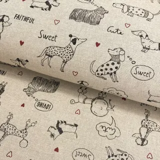 Țesătură decorativă Linenlook Sweet doggie friends