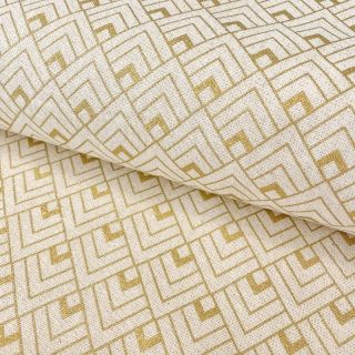 Țesătură decorativă Linenlook Art deco cubes ecru metallic premium