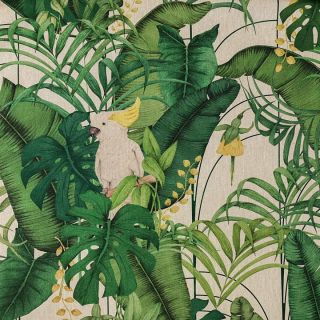 Țesătură decorativă Linenlook premium Royal Cockatoo green digital print