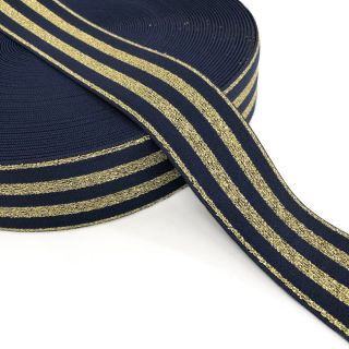 Elastic neted 4 cm LUREX GOLD dark blue