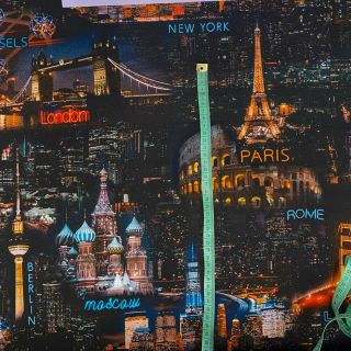Țesătură decorativă premium City skyline digital print