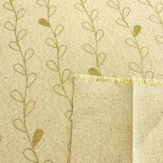 Țesătură decorativă Linenlook Branch retro leaf light yellow metallic premium