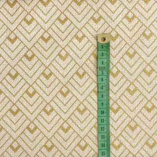 Țesătură decorativă Linenlook Art deco cubes ecru metallic premium