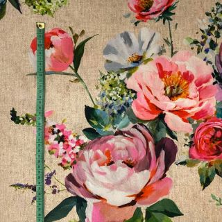 Țesătură decorativă Roses delicate painting beige digital print