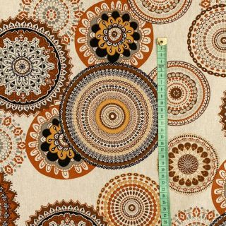 Țesătură decorativă  Linenlook Geometric mandala brown