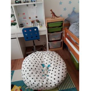 Țesătură din bumbac Stars white/navy