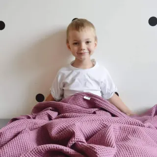Țesătură din bumbac waffle mauve
