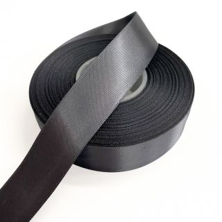 Panglică din satin reversibilă 25 mm dark grey