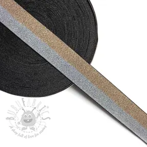Elastic neted 4 cm Lurex DOU champagne silver