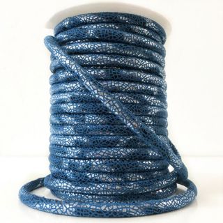 Șnur din imitație piele întoarsă Glitter blue