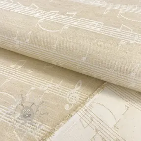 Țesătură decorativă jacquard Music notes lyrics metallic