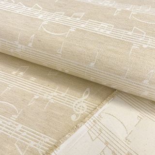 Țesătură decorativă jacquard Music notes lyrics metallic