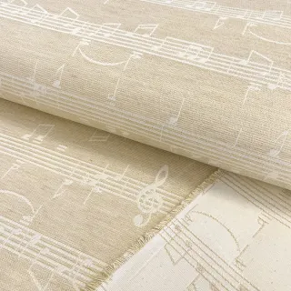 Țesătură decorativă jacquard Music notes lyrics metallic