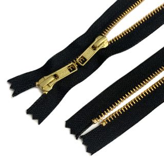 Fermoar metalic nedetașabil 2 cursori 56 cm black/gold