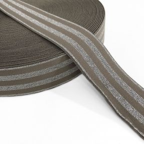 Elastic neted 4 cm LUREX SILVER taupe