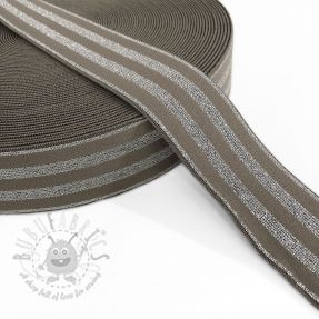 Elastic neted 4 cm LUREX SILVER taupe