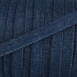Șnur plat din bumbac 10 mm Denim petrol