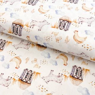 Țesătură din bumbac Snoozy fabrics Farm style Piggy digital print