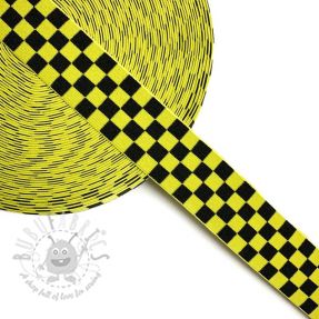 Elastic neted 4 cm Chequered jacquard yellow