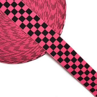 Elastic neted 4 cm Chequered jacquard fuchsia