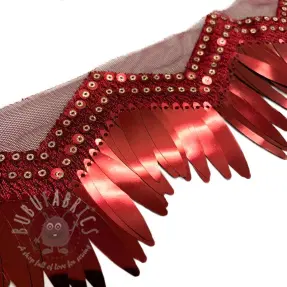 Bordură pe tul Burlesque zigzag bordeaux