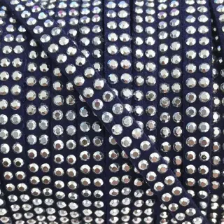 Șnur din imitație piele întoarsă cu pietricele dark blue