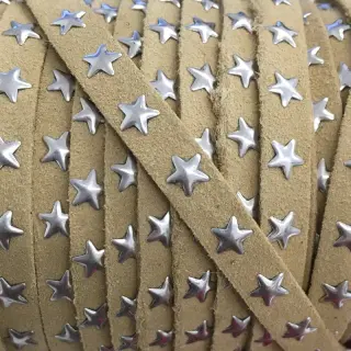 Șnur din imitație piele întoarsă cu stele sand